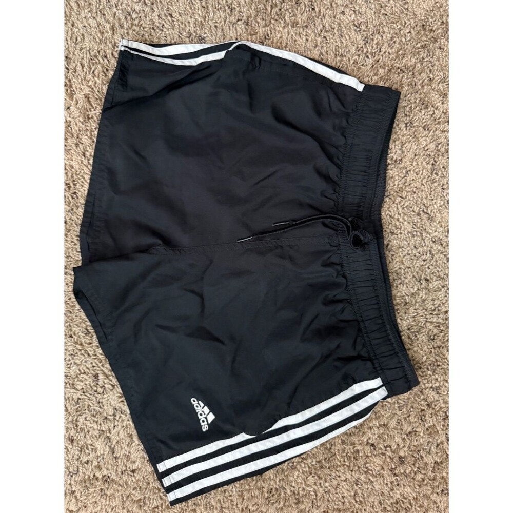adidas Pacer 3‑Stripes Woven Men's Athletic Shorts Size M Black PRIMEGREEN